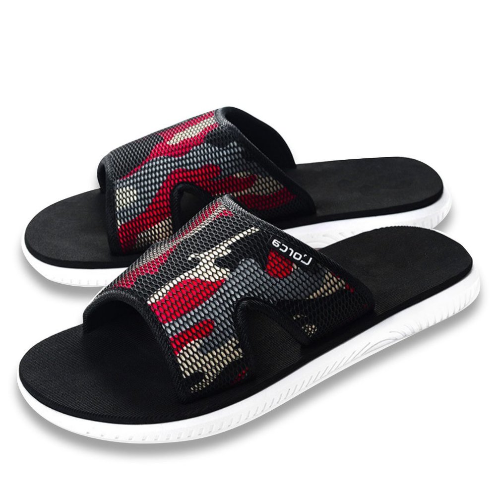 Men's Athleisure Camouflage Mesh Slide Sandals/RED